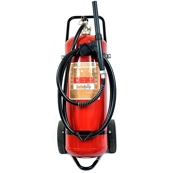 SafeQuip 50kg foam fire extinguisher trolley unit