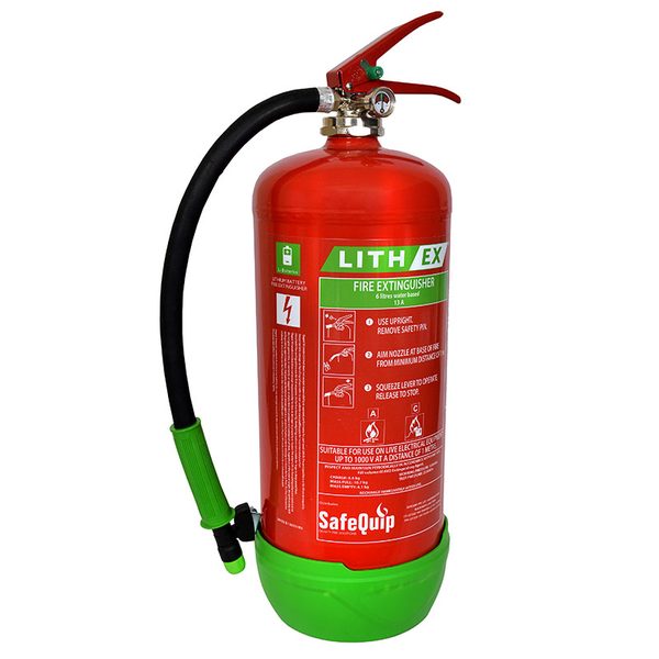 SafeQuip Lith-Ex 6 litre water-based lithium battery fire extinguisher