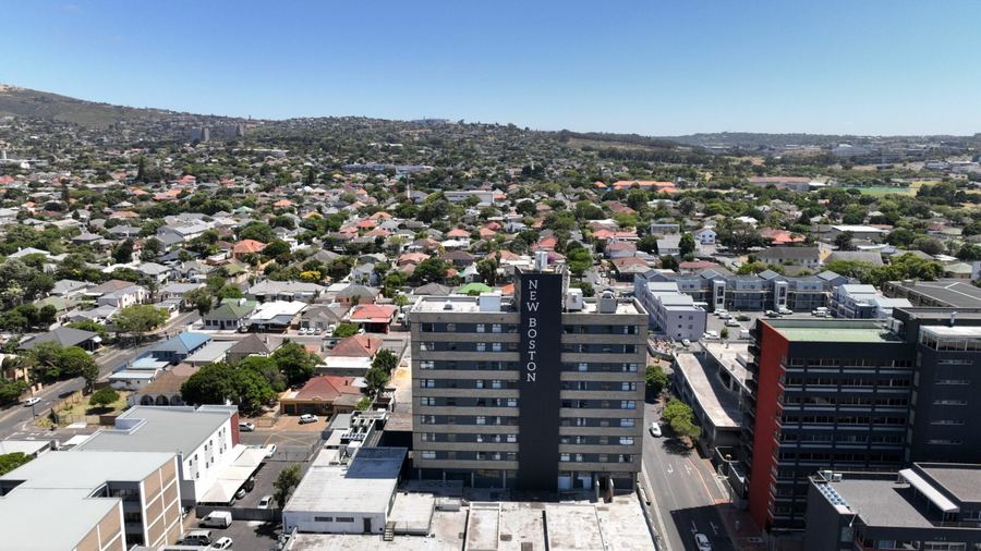 Aerial view of the New Boston Centre building in Bellville, Cape Town